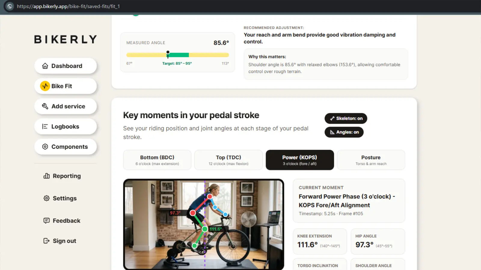 Desktop dashboard showing millimeter adjustments and before/after comparisons